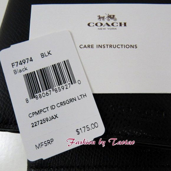 Coach Men's Compact ID Crossgrain Leather Wallet - Picture 7 of 8